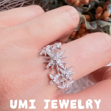 UMI家【璀璨星河】/S925银镀k金满天星白金色清冷感戒指小众设计