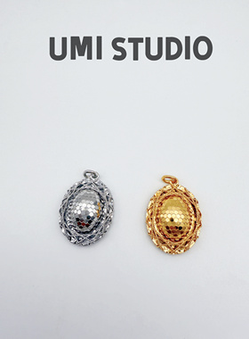 UMI家·轻珠宝/S925银镀k金·鸟巢蜂窝爆闪鸽子蛋龙鳞纹吊坠高级