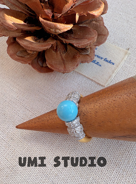 UMI家·轻珠宝/S925银镀k金·优化松石镶钻暴闪女戒复古高级感