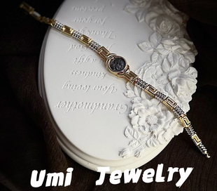 UMI家·轻珠宝 S925银镀k金·雅典娜黑币拼色手链高级感小众设计