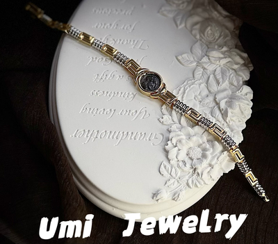 UMI家·轻珠宝/S925银镀k金·雅典娜黑币拼色手链高级感小众设计