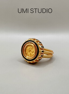 UMI家·轻珠宝/S925银镀24k金·拜占庭国王父子币项链vintage