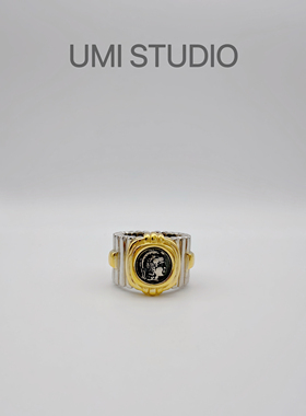 UMI家·轻珠宝/S925银镀k金·分色电镀重工雅典娜阶梯戒指高级感