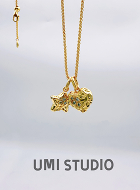 UMI家·轻珠宝/S925银镀k金心动的信号爱心星星镶钻吊坠时尚精致