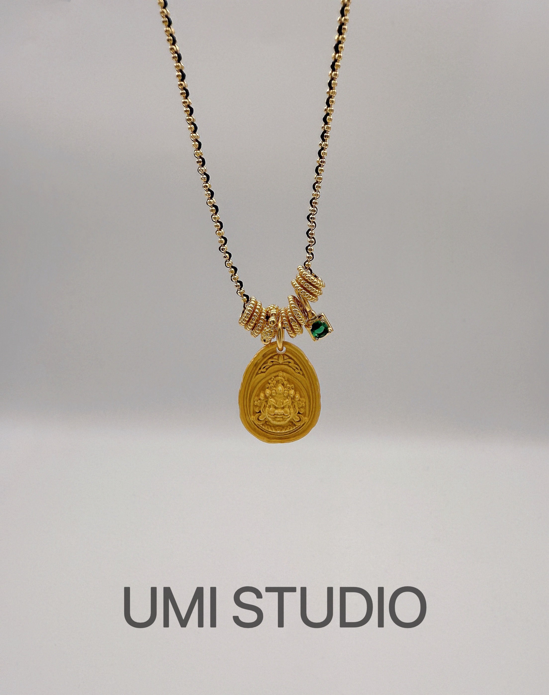 UMI家·轻珠宝/S925银镀k金·小香编织黑绳黄财神吊坠项链古法,饰品/流行首饰/时尚饰品新,项链,淘宝优惠券,粉丝福利购,淘宝优惠卷