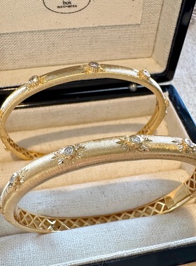 UMI家·轻珠宝/S925银镀金·意大利布切拉提拉丝手镯13.5-16手镯