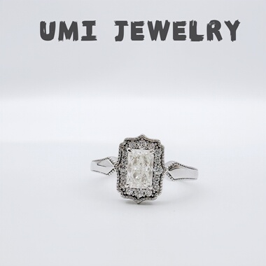 UMI家·轻珠宝/S925银镀k金老钱风雷迪恩切割戒指简约大气高级感