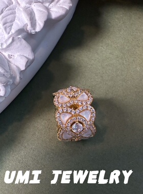 UMI【花语】S925银镀k金·天然粉母贝镶钻小花路路通吊坠小众甜美