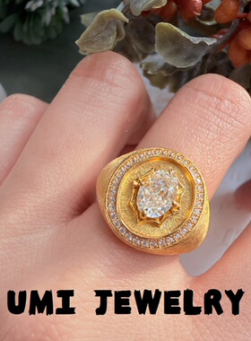 UMI【印章】S925银镀k金·意大利拉丝印章复古高级感轻奢小众戒指