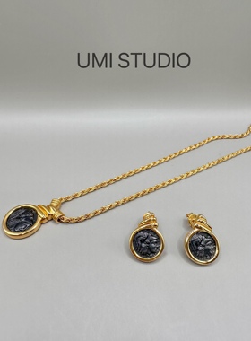 UMI家·轻珠宝/S925银镀真金·头盔雅典娜黑币麻绳项链轻奢酷帅