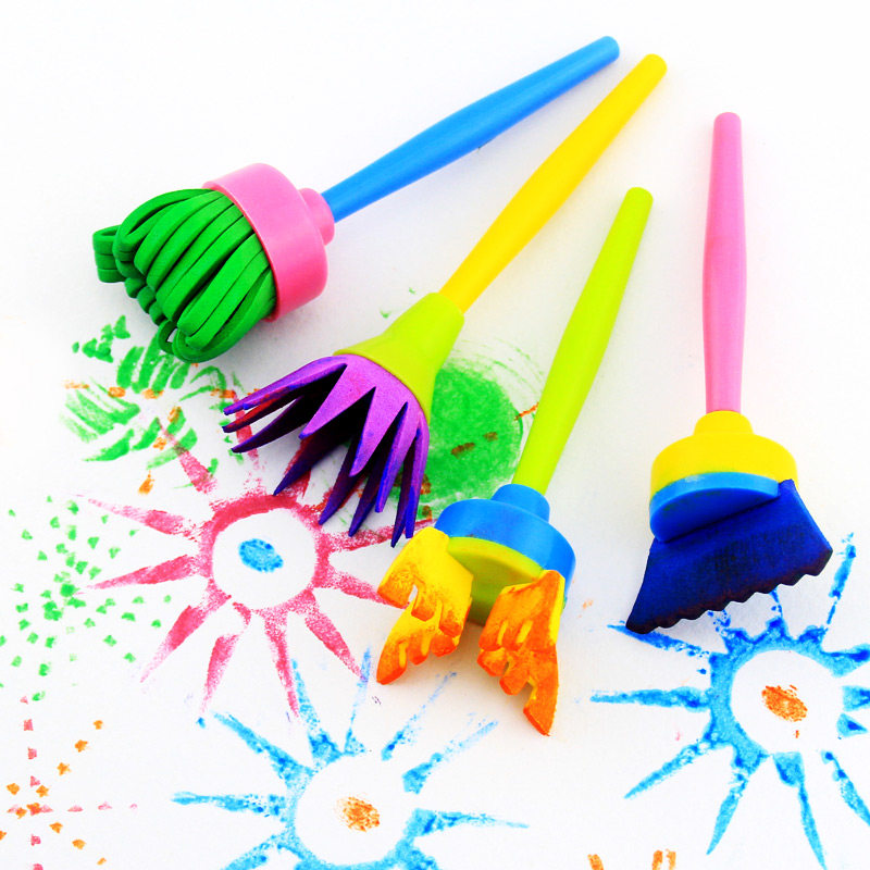幼儿园儿童DIY绘画涂鸦画笔工具扫把刷 EVA海绵刷水彩颜料画刷4支_虎窝淘