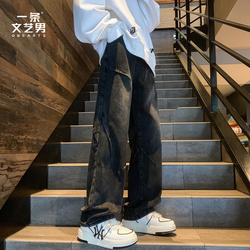 复古设计感牛仔裤vibe潮牌休闲裤