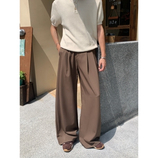 男商务正装 裤 男秋垂坠高级感cleanfit直筒西装 咖啡色西裤