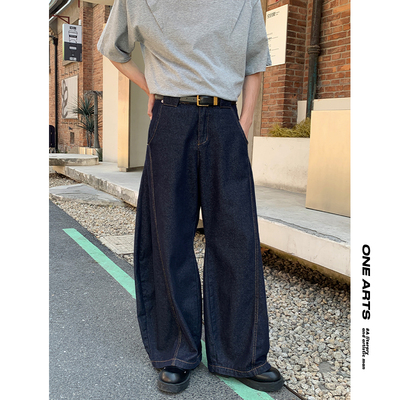 ONEARTS蓝色弯刀牛仔裤男款夏季