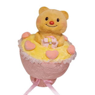 可爱黄油小熊花束玩偶娃娃公仔可录音表白送女朋友七夕情人节礼物