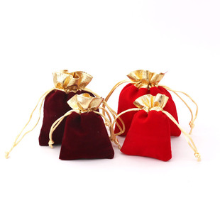 金边绒布袋珠宝首饰包装袋子礼品袋玉石盘珠核桃包装袋饰品袋定制