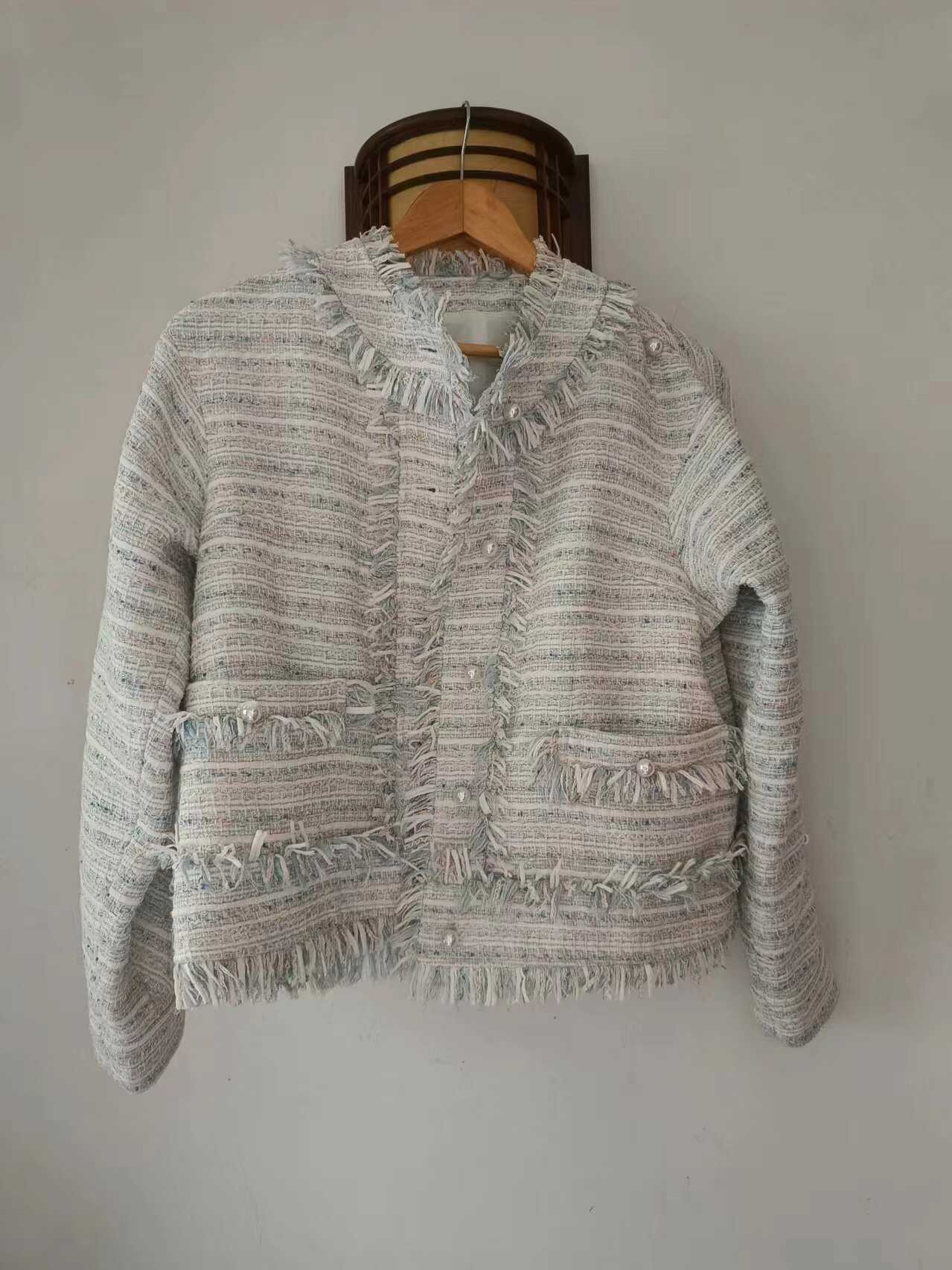 现货韩国进口2024春夏新js new york时尚小香风流苏长袖西装外套