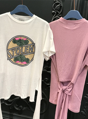 现货韩国进口2023春夏新款tara by motion时尚卡通印花后系带T恤