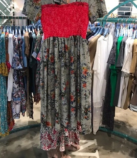 现货韩国东大门进口TARA BY MOTION时尚印花雪纺拼接短袖连衣裙