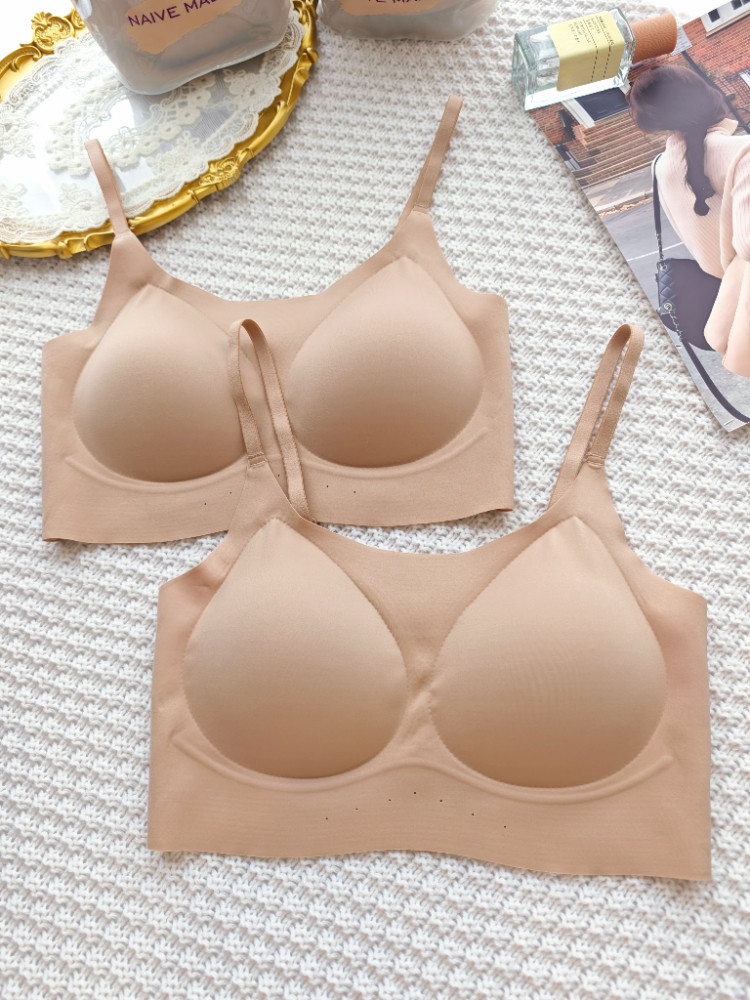 隐形无痕粉底液内衣女白T不透细肩带收副乳防下垂文胸透气薄款夏