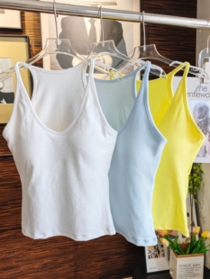 2026新款美背女时尚挂脖工字形吊带一体U领简约百搭修身打底背心