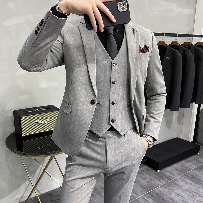 西服套装条纹男西装三件男士小西装外套A207-TZ25-P230大码加价,男装西服套装,电商A207