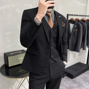 西服套装男英伦韩版修身西装三件套商务A207-TZ816-P235大码加价图片