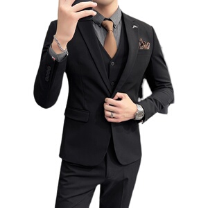 西服套装男英伦韩版修身西装三件套商务A207-TZ816-P235大码加价图片