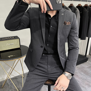 西服套装男英伦韩版修身西装两件套商务A207-LJT816-P190大码加价图片