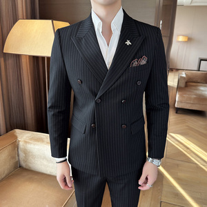 西服套装男单西条纹休闲商务西服A207-DX815-P125图片
