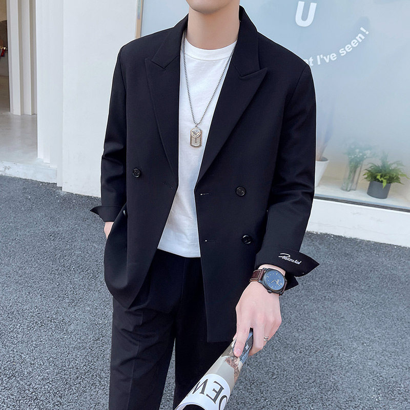 ins痞帅宽松西装男套装双排扣西装A207-LJT819-P200,男装西服套装,电商A207