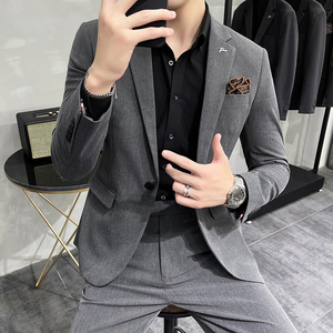 西服套装男英伦韩版修身西装两件套商务A207-LJT816-P190大码加价图片