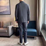 ins痞帅宽松西装男套装双排扣西装A470-LJT819-P200，男装西服套装，电商A207