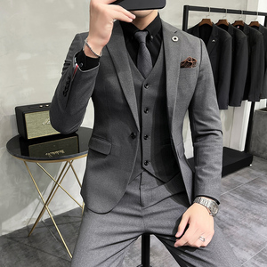 秋冬西装套装男英伦风修身三件套商务西服A207-TZ26-P220大码加价图片
