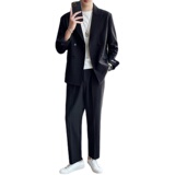 ins痞帅宽松西装男套装双排扣西装A470-LJT819-P200，男装西服套装，电商A207