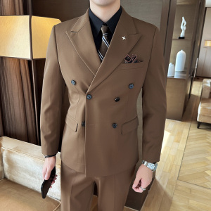 秋冬西服套装双排扣戗驳领新郎婚礼西服三件套A207-TZ803-P235图片