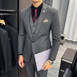 西装套装男英伦风韩版修身三件套商务西服A470-TZ26-P220大码加价图片