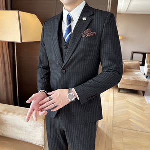 秋冬单西西服套装男条纹休闲商务西服A207-DX813-P125图片