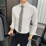 2025秋冬新款英伦纯色男士长袖衬衫打底白衬衣A470-CS117-P48，男装T恤，电商A207