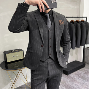 西服套装条纹男西装三件男士小西装外套A207-TZ25-P230大码加价图片