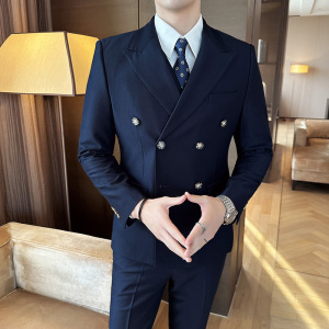 秋冬西服套装正装休闲新郎婚礼西服两件套A207-TZ808-P265,徐贤穿搭男夏季短袖图片