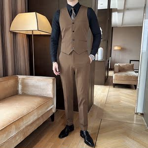 2025男休闲西装裤直筒西装裤垂坠弹力修身长裤A207-K801-P65图片