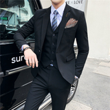 西装套装男英伦风韩版修身三件套商务西服A470-TZ26-P220大码加价，男装西服套装，电商A207