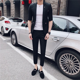 2025夏款七分袖西装男套装九分休闲裤中袖西服A207-TZ31-P150，男装西服套装，电商A207