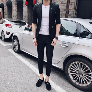 2025夏款七分袖西装男套装九分休闲裤中袖西服A207-TZ31-P150图片
