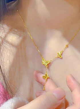 2026年新款爆款镀金蝴蝶结金珠项链女越南沙金仿真黄金轻奢高级感
