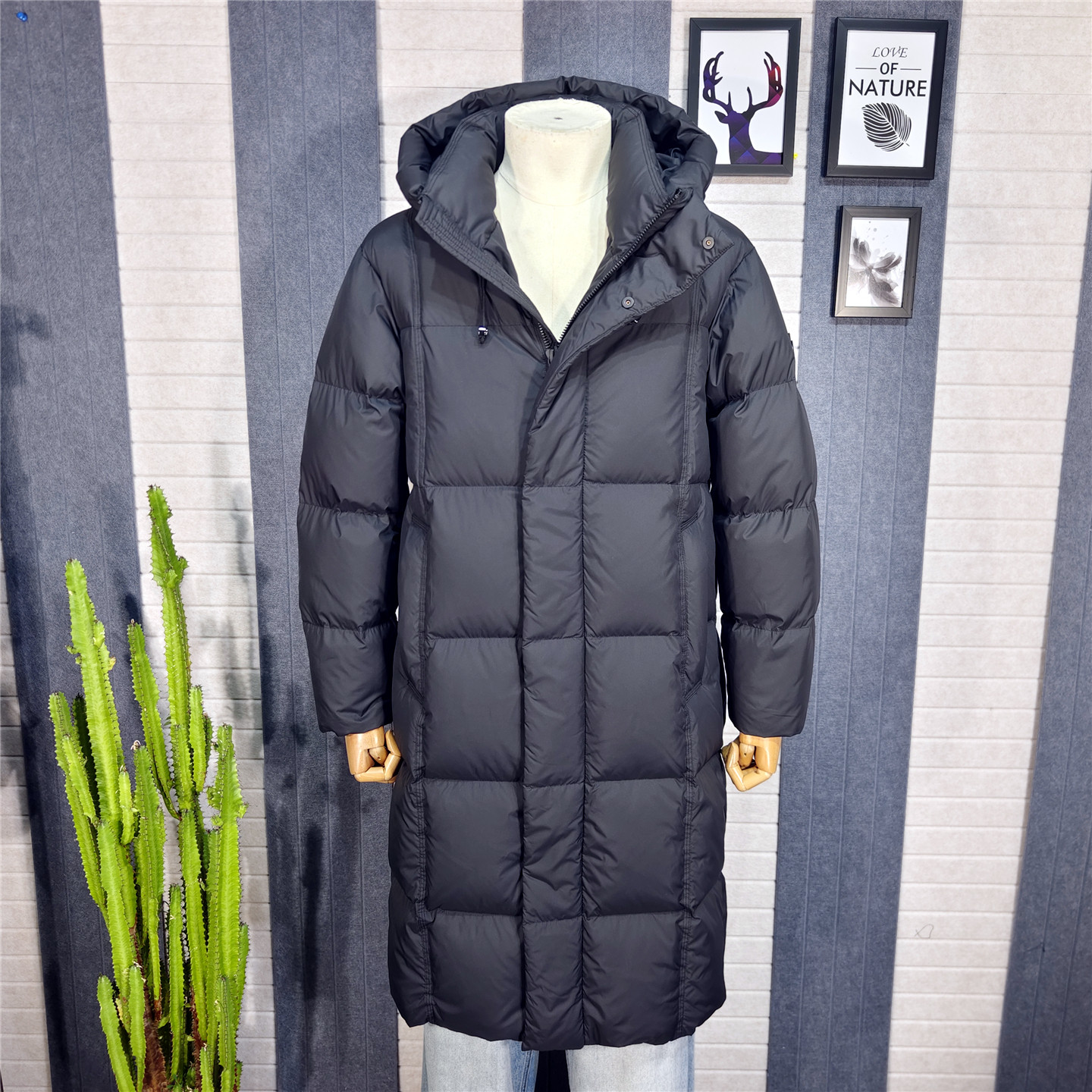 冬季男士长款过膝连帽羽绒服时尚加厚防风户外运动保暖羽绒外套男