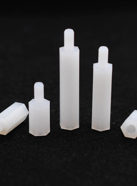 白色尼龙单通柱单头六角隔离柱M3M4尼龙柱单通六角支撑柱尼龙铜柱