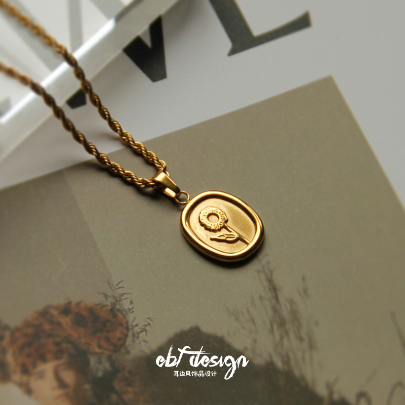 耳边风复古法式钛钢真金毛衣链