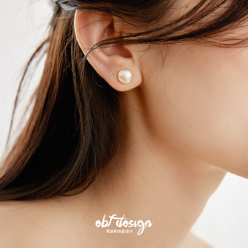 耳边风 少女的回响 高品质天然淡水粉色馒头珍珠气质简约小巧耳钉